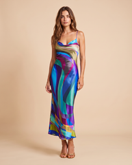 Paris Color Wave Silk Dress 74