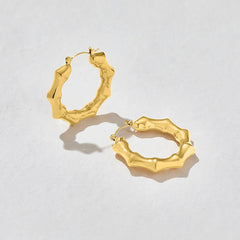 Bamboo Chunky Hoop Earrings