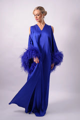 Dalia Royal Blue Silk Feather