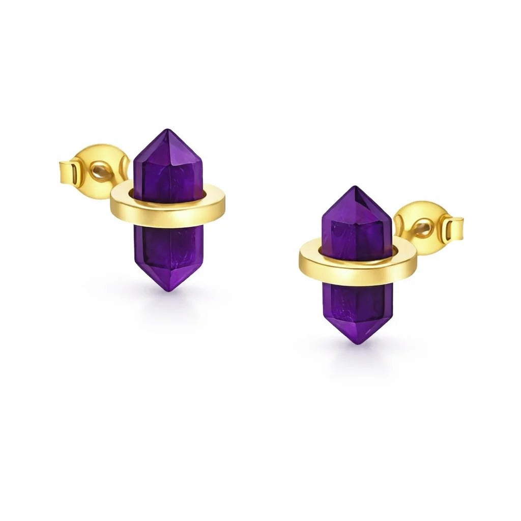 Amethyst Crystal Stud Earrings