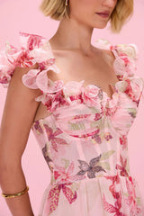 Orchid Bloom Chiffon Maxi Corset