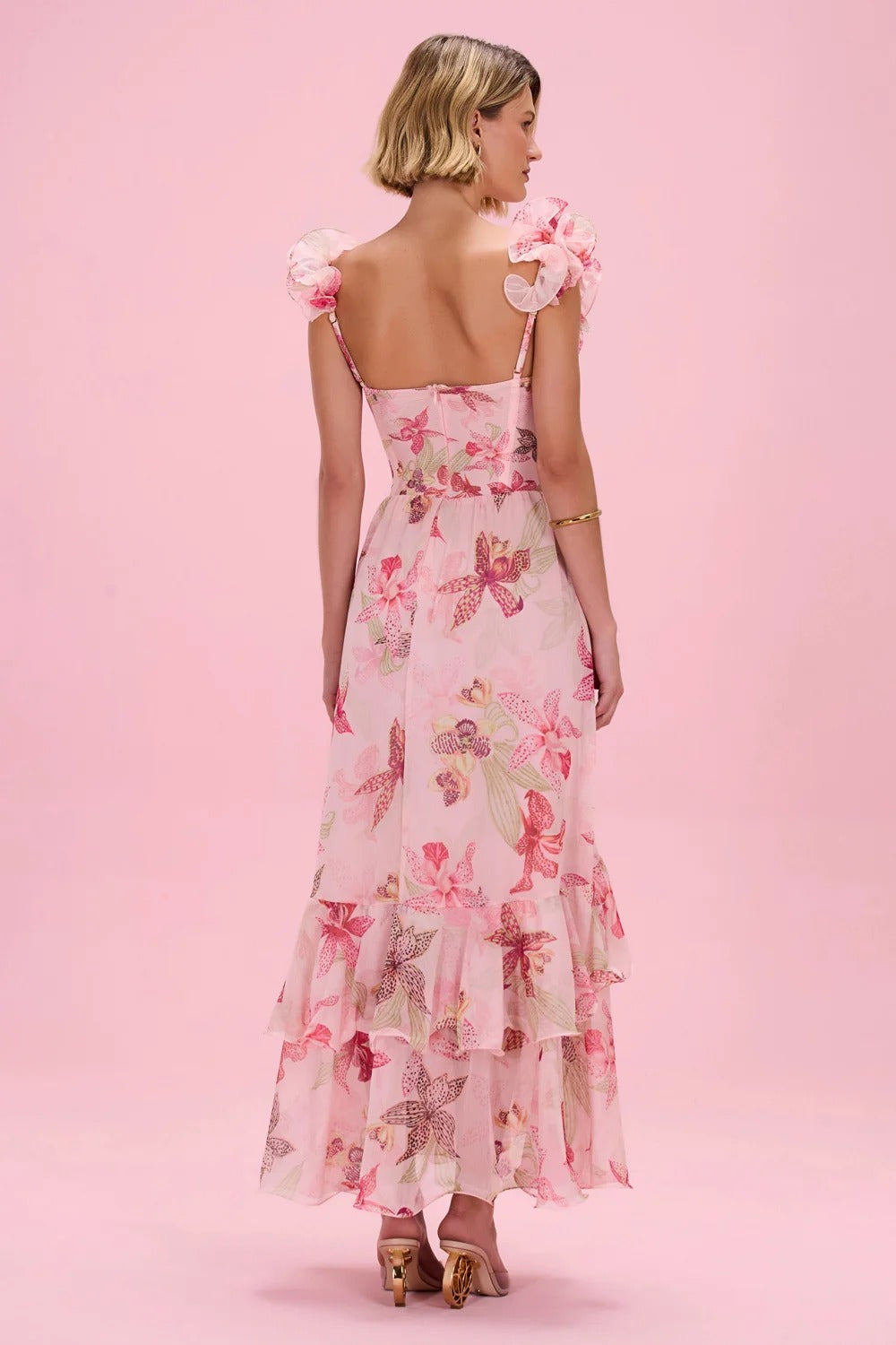 Orchid Bloom Chiffon Maxi Corset