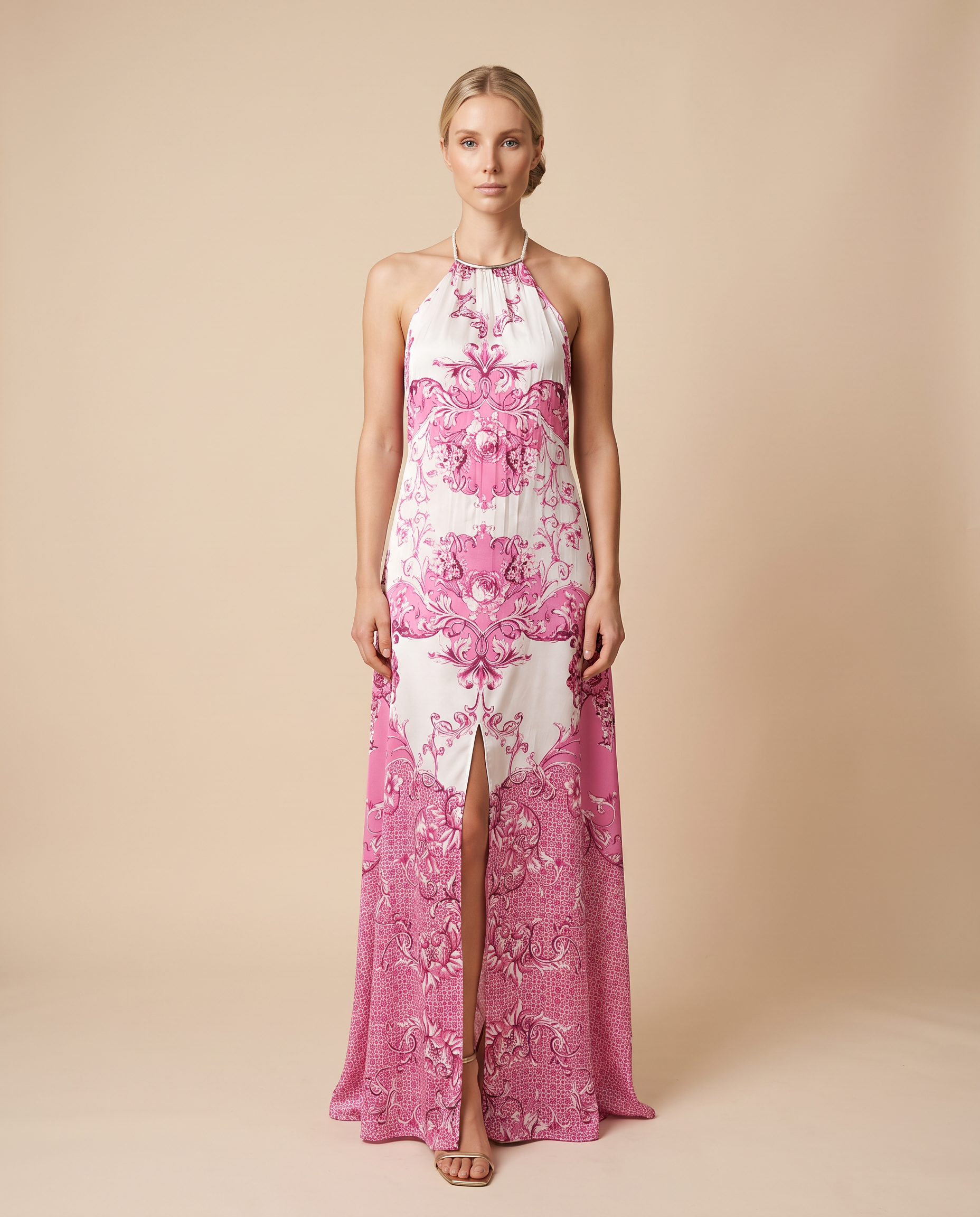 Alesa Chaina silk white and pink